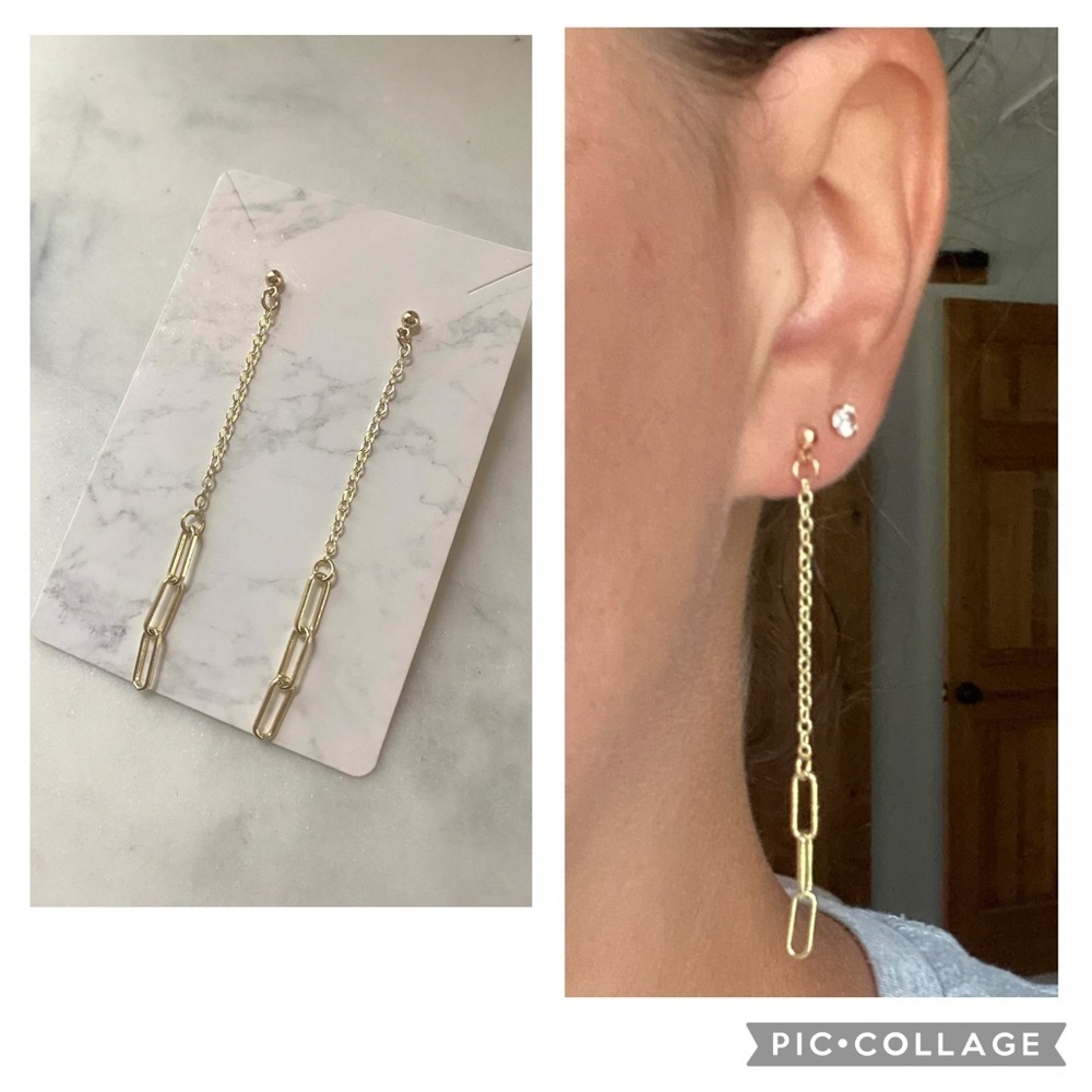 Gold plated drop chain earrings handmade